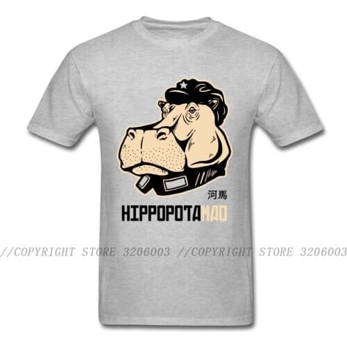 Men Like Hippopotamus 2018 Grey T-Shirt For Guys Cartoon Funny Top Tee Shirts Custom Store Family Cotton Clothing