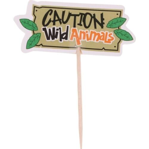 24pcs Topper Design Wild Animal Lion / Giraffe / Tiger / Zebra / Monkey / Elephant / Leopard For Cake Decoration