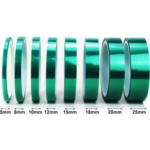 33Meters PET Green High temperature tape Spray painting Electroplating protective film tape 3MM 5/8/10/12/15/18/20/25MM