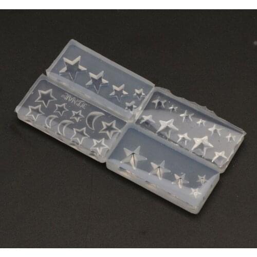 4Pcs Moon Star Nail Art Silicone Mold Template Mould Kit Resin Jewelry Mold Kit