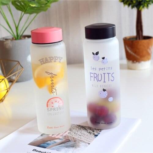 450ml Fruit Glass Water Drinking Bottle Portable Durable Water Bottle For Girls Cartoon School Office Travel Mug Coffee Tea Cup