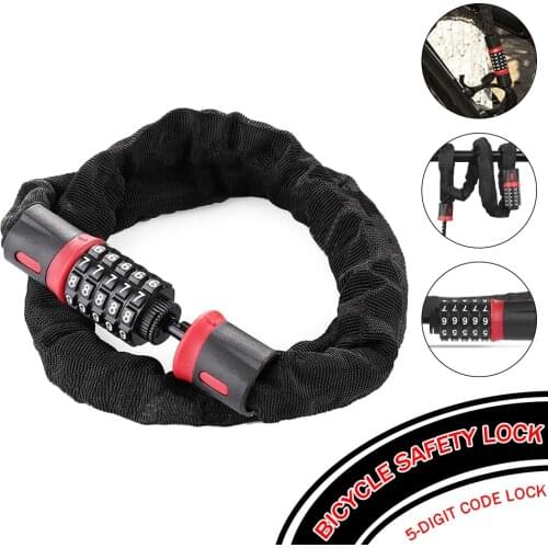 5-Digit Code Lock Safety Anti-theft Password Chain Lock MTB Road Chain Lock Outdoor Cycling Bicycle Accessories