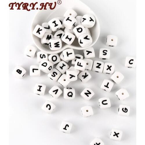* 50Pcs Silicone Letter Beads BPA Free Baby Teethers English Alphabet Teething Beads For Pacifier Chain Making Custom Name