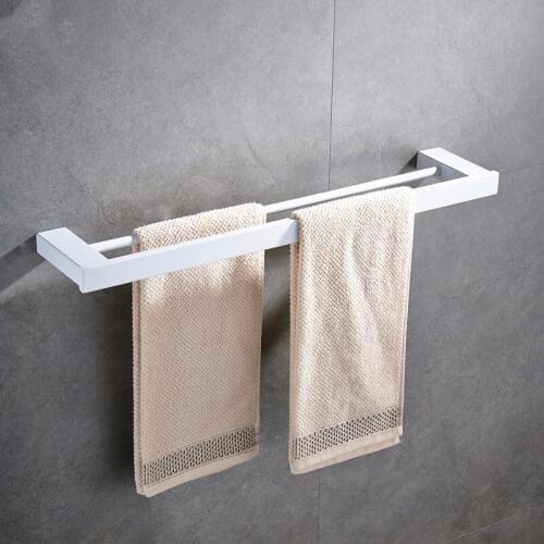 White Bathroom Double Towel Bars Brushed Bathroom Accessories Free Shipping 304 Stainless Steel Wall Mounted Towel Holder 60cm