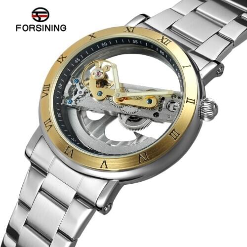FORSINING 2020 Mens Watches Military Sport Clock Male Top Brand Luxury Skeleton Bridge Clocks Automatic Mechanical Men Watch Hot