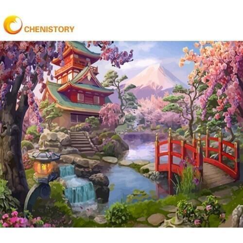 CHENISTORY Frame Oil Painting By Numbers For Adults Landscape Paint By Number Unique Diy Gift Modern Home Living Room Artwork