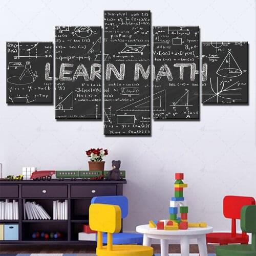 Home Decoration Wall Art Canvas Letter Paintings Geometry Pictures Hd Prints Minimalist Poster Bedroom Modular Framed 5 Panel