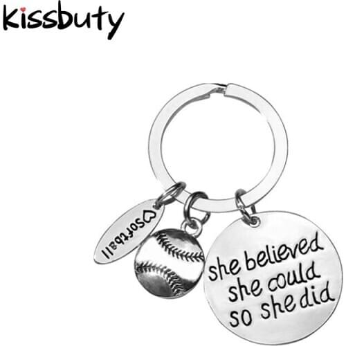 Creative Round keychain lettering" She Believed She Could So She Did" Stainless Steel Key Chain Accessories Jewelry Gift