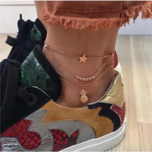 Summer Fashion Crystal Pineapple Anklets Female Barefoot Crochet Sandals Foot Jewelry Bead Ankle Bracelets For Women Leg Chain