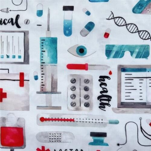 Medicine box medicine Patchwork Print Polyester Cotton Fabric for Tissue Home Textile Sewing Scrubs Hat Nursing Cap tablecloth