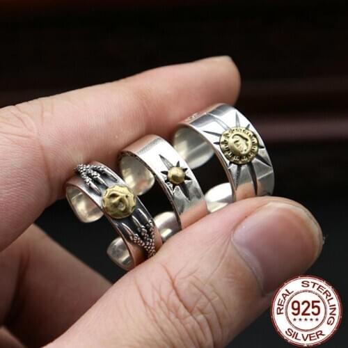 Men Opening Ring 100% 925 sterling silver Feather Eagle Claw Mood ring jewelry men women wedding knuckle ring Gifts Free Ship