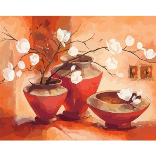 Gatyztory 60×75cm Frame Flower DIY Painting By Numbers Canvas Drawing Handpainted Kits Acrylic Paints Artwork Unique Gift Wall D
