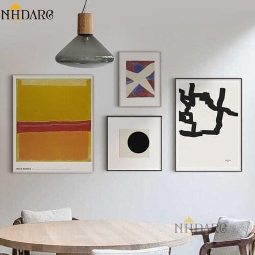 NHDARC Wall Poster Pictures Art Canvas Print Painting Nordic Vintage Modern Fashion Orange Abstract for Living Room Home Decor