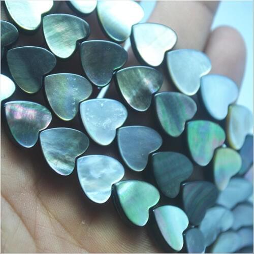 Nature black shell strings shell beads saltwater mother of pearl heart shape size 12mm natural shell beads shell strands