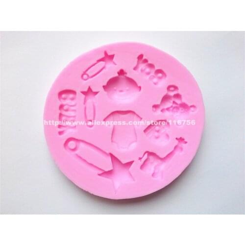 New! Free Shipping Baby & Giraffe Shaped Silicone Mold Cake Decoration Fondant Cake 3D Food Grade Silicone Mould 136