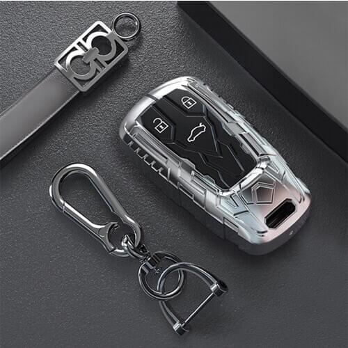 New Zinc Alloy Car Remote Key Case Cover Fob Holder Keychain Fit For Audi A4 Q7 Q5 TT A3 A6 SQ5 R8 S5 Smart Key Car Accessories