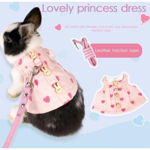 Rabbit Clothes Cute Bunny Vest Harness Outdoor Leash Set Small Pet Kitten Small Animal Clothes Animal Walking Pet Supplies