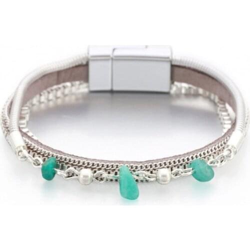 ORNAPEADIA Bohemian Bracelet for Women Fashion Retro Style Female Bracelet Double Chain Turquoise Magnetic Clasp Bangles