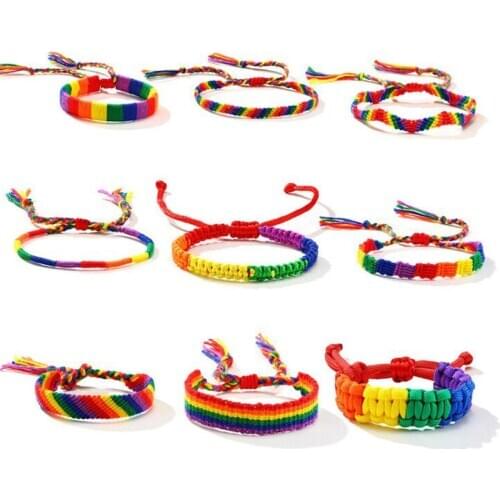 LGBT Gay Pride Rainbow Bracelet Braided Handmade For Women Men Unisex Jewelry Wholesale Price