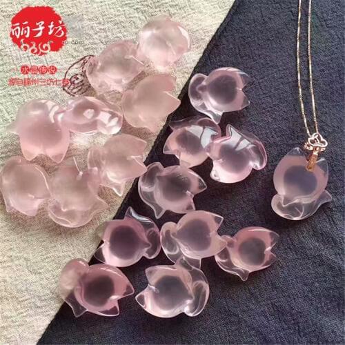 Fashion Necklace Charms Suspension Pendant Fox Animal Shape Pink Natural Quartz Crystal Pendant 26x18x7 mm