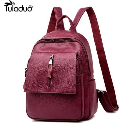 Casual PU Leather Women Backpack Fashion Solid School Bags For Teenager Girls Large Capacity Casual Black Backpacks 2018