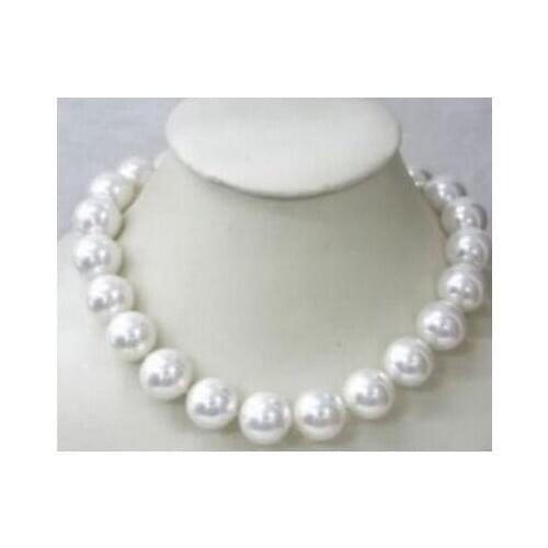 Wonderful! 18" 12MM Natural White Shell Pearl Necklace 18" Natural Pearl Silver Jewelry