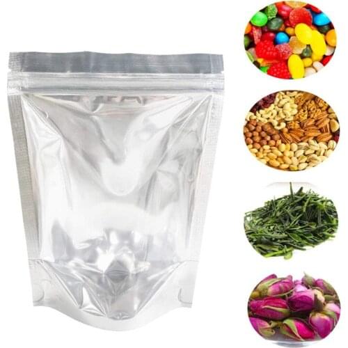 Clear Zip Lock Package Bag Self Seal Silver Aluminum Foil Packaging Pouches Mylar Translucent Ziplock Packing Bag