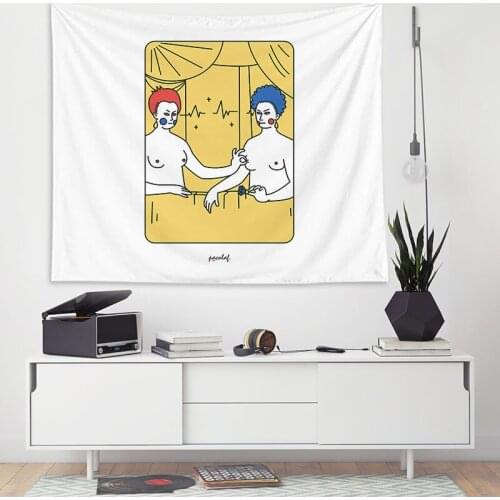 Dropshipping Yellow Tapestry Decor Balcony Portrait Tapestry Wall Hanging Living Room Background Decorative 73*95 Hogar Tapiz