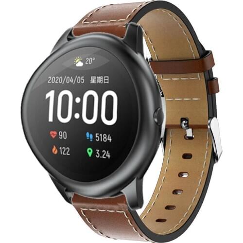 Genuine Watchband Replacement Classic Leather Wrist Strap band For Xiaomi haylou solar ls05 Smart Watch Band Wristband bracelet