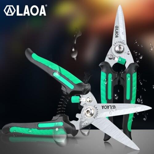 LAOA Wire Cutters Multifunctional Scissors Made in Taiwan With Safety Lock Stainless Shears Cutting Leather Household Scissors
