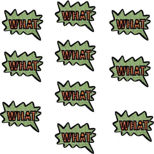 Diy WHAT patches for clothing iron embroidered patch applique iron on patches sewing accessories badge stickers for clothes