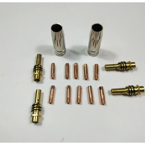 SHGO HOT-11Pcs/Set Mig Welding Nozzle Welder Torch Nozzles Gold Tip Holder Contact Tips 0.040 Inch Gas Diffuser Set For Torche