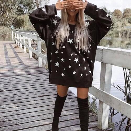 Harajuku Tops Woman Tshirts Stripe Star Print Long Sleeve O-neck Pullover Oversized T Shirt T-Shirts Poleras Mujer Camisetas