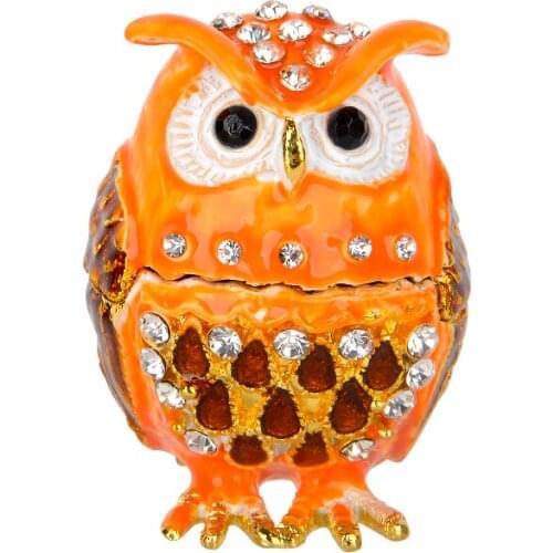 Vintage Decoration Owl Animal Crystal Jewelry Box Trinket Bird Box Ring Box Jewelry Friend Birthday Party Gift Box