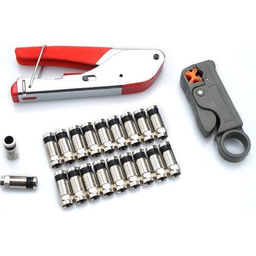 High Quality Coaxial Cable Wire Stripper RG6/RG59 Compression F Connector Tool Crimping Pliers Wire Stripping Pliers Kit