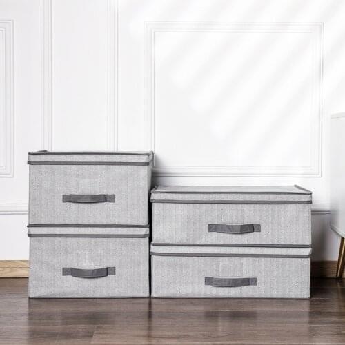 Storage Boxes With Lid Non-Woven Cloth Storage Organizer Busket Collapsible Clothes Storage Bins Space Saving