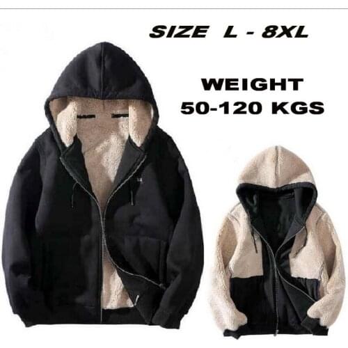Winter New Lambskin Sports Hoodies Men Outdoor Plus Velvet Hooded Warm Jacket Winter Fleece Men Streetwear Hooded Coat 7XL