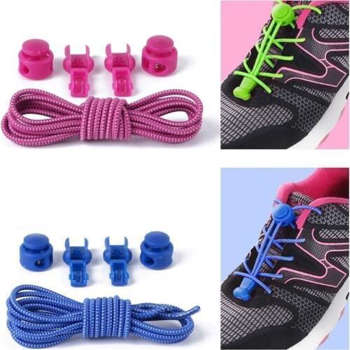 1 Pair Shoelaces Unsiex No Tie Locking Round Shoelaces Elastic Shoelace Sneaks Shoe Laces Fit Strap For Boys And Girls Wholesale