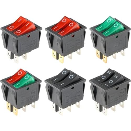 1PCS KCD8 6PIN 16A 250V 20A 125V Double Light Switch Rocker Switch Waterproof ON-OFF KCD6 Boat Power Switch