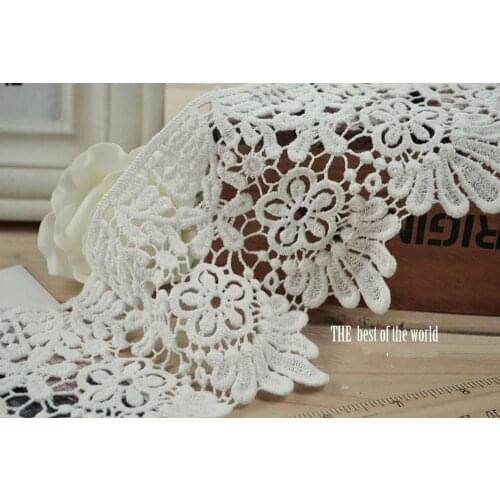 10yards/lot, free shipping Craft Sewing Supplies Cotton Embroidery Flowers White Lace Trim 4 inch width