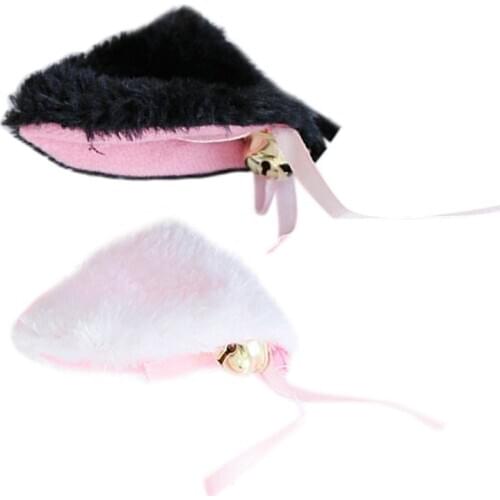 2Pcs/Pair Women Girls Night Party Cute Fluffy Plush Fox Cat Ears Hair Clips With Jingle Bell Bowknot Decor Duckbill Hairpins Ani