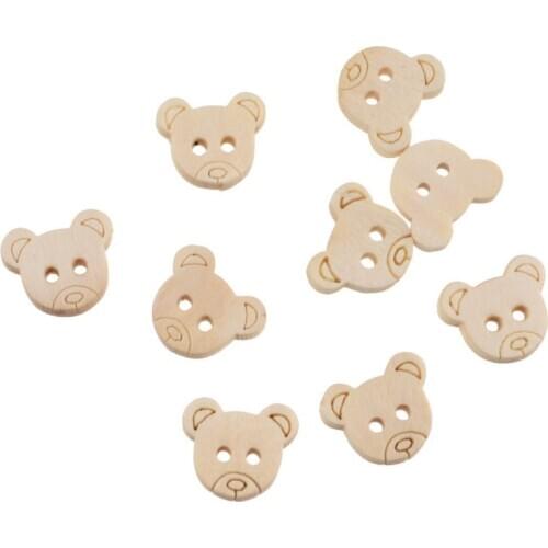 20PCs Teddy Bear Charms 2 Holes Wood Sewing Buttons buttons Childrens Garment Sewing Notions