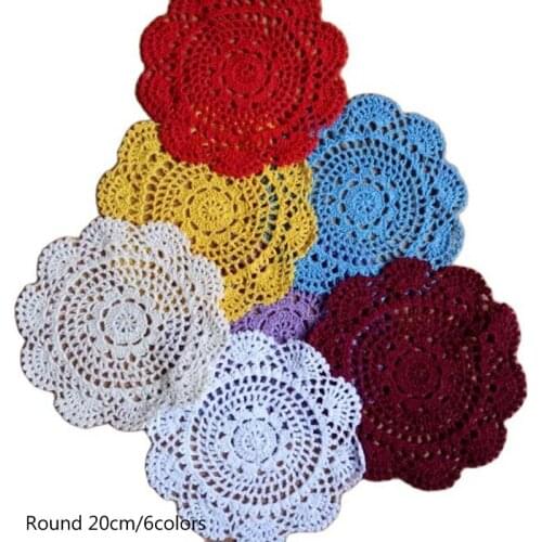 20CM NEW lace cotton table place mat crochet coffee placemat round pad Christmas drink coaster cup mug tea dining doily kitchen