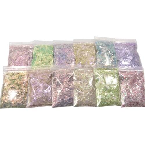50g x1bag Nail Holographic Flake Art Glitter Mixed-Hexagon Chunky Iridescent Flakes Holo Sparkly Spangle For Nail Art Decoration