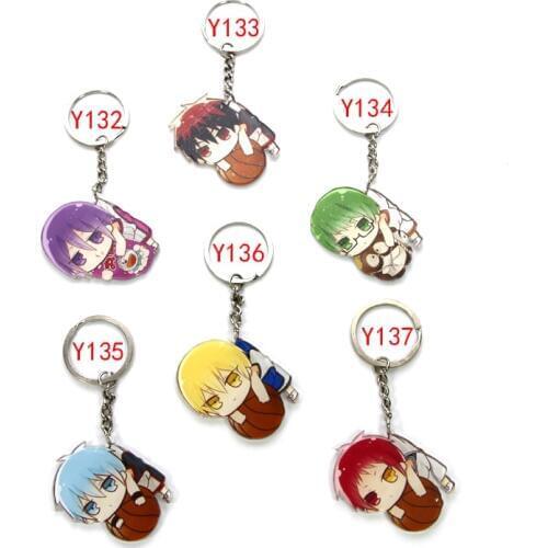 6pcs/set Anime Keychian Portachiavi Kuroko no Basket Kuroko Akashi Seijuro Kagami Aomine Daiki Keychain Basket Keyring Llavero