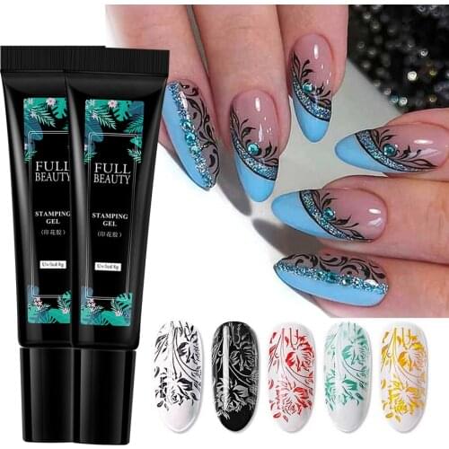 8ml Black White Gel Nail Stamping Polish Hybrid Semi-permanent Transfer Varnish Nails Art Template Manicure Accessories BE1793-1