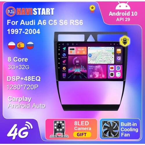 2 Din GPS Navigation For Audi A6 C5 S6 RS6 1997-2004 Car Radio Multimedia Android 10 Auto Carplay Backup Camera No DVD CD Player