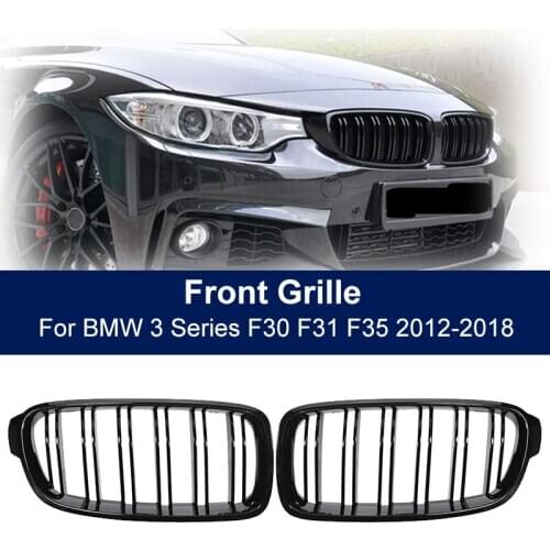 Car Double Slat Gloss Black Kidney Grill Grilles Front Grille for BMW 3 Series F30 F31 F35 2012 2013 2014 2015 2016 2017 2018