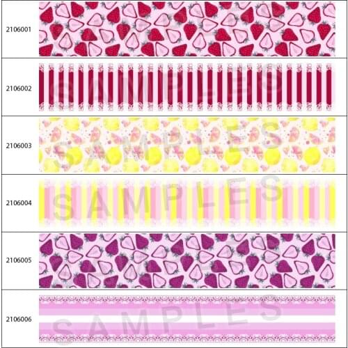 Cartoon Fruit Strawberry Printing Design 50 Yards Grosgrain Ribbon Hair Ornament Bow
