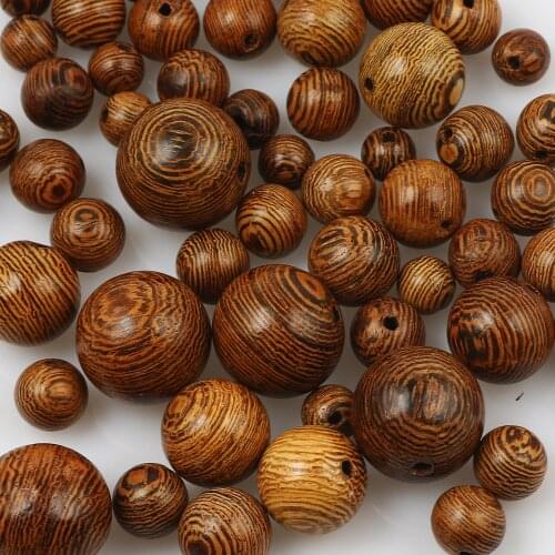 6/8/10/12/15mm Natural Wenge Wooden Beads Round Balls Baby Wood Spacer Beads For Jewelry Making Diy Necklace Bracelet Supplies